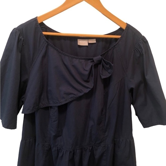 Eshakti Custom Made Midi Dress Embroidered Cats Navy Drop Waist Cotton Poplin 2X - Picture 5 of 10